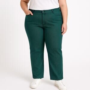 NWT DG2 Diane Gilman Green Pinstriped Jeans Pants Size 24W Petite